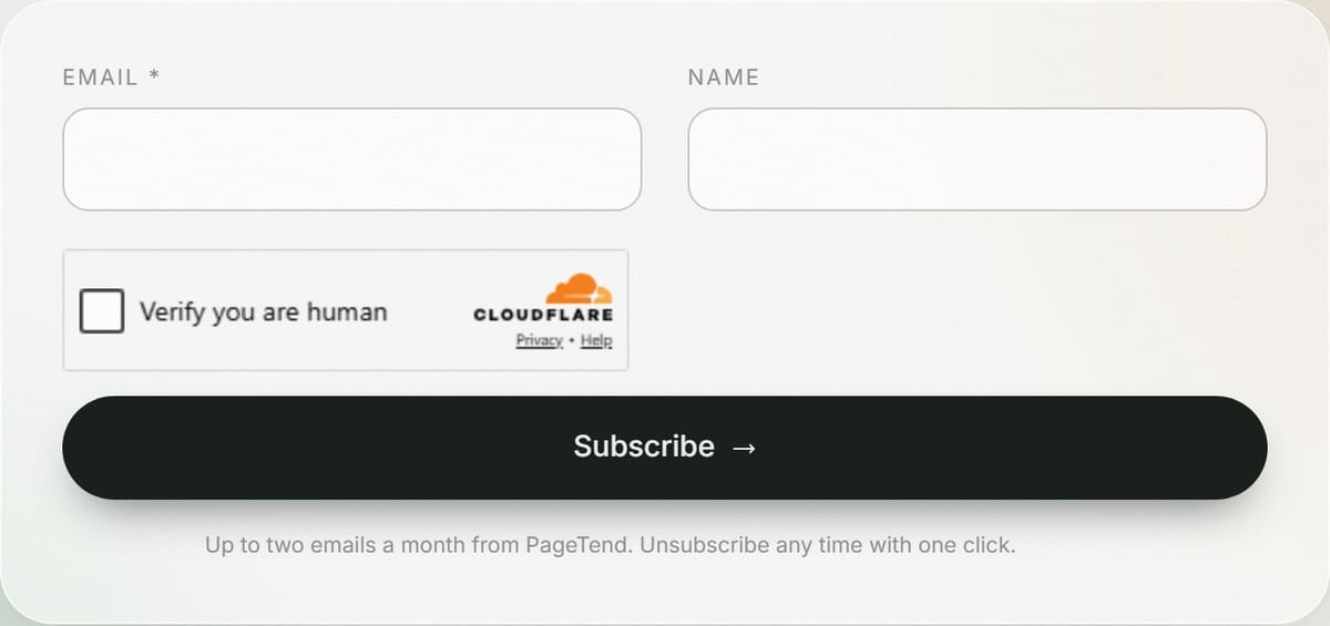 The mailing list sign-up form on a website: an email field and a Subscribe button