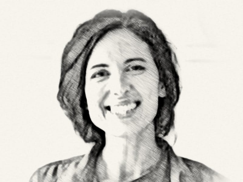 Pencil drawing of Kate Jamison smiling