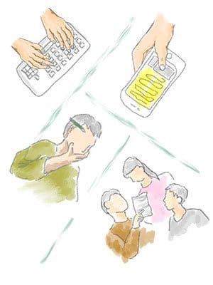 A volunteer writing a reply