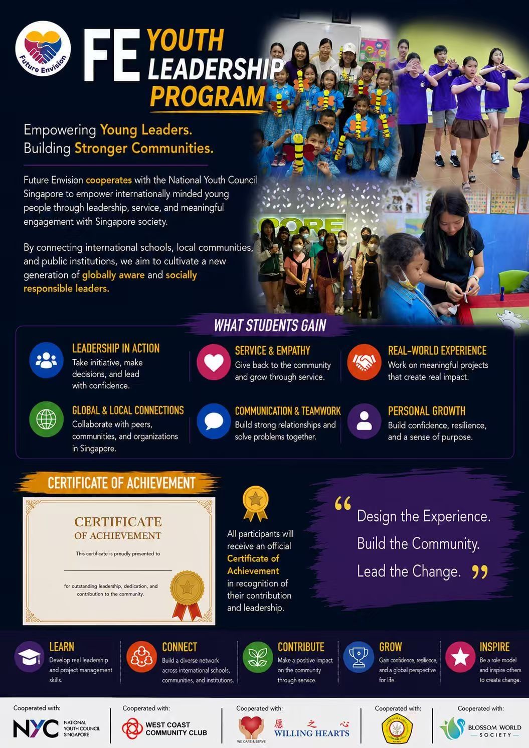 Poster for the FE Youth Leadership Program, run with the National Youth Council Singapore