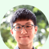 Portrait beside a student testimonial: a smiling student in glasses