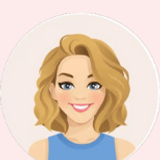 Portrait beside a student testimonial: an illustrated parent with wavy blonde hair