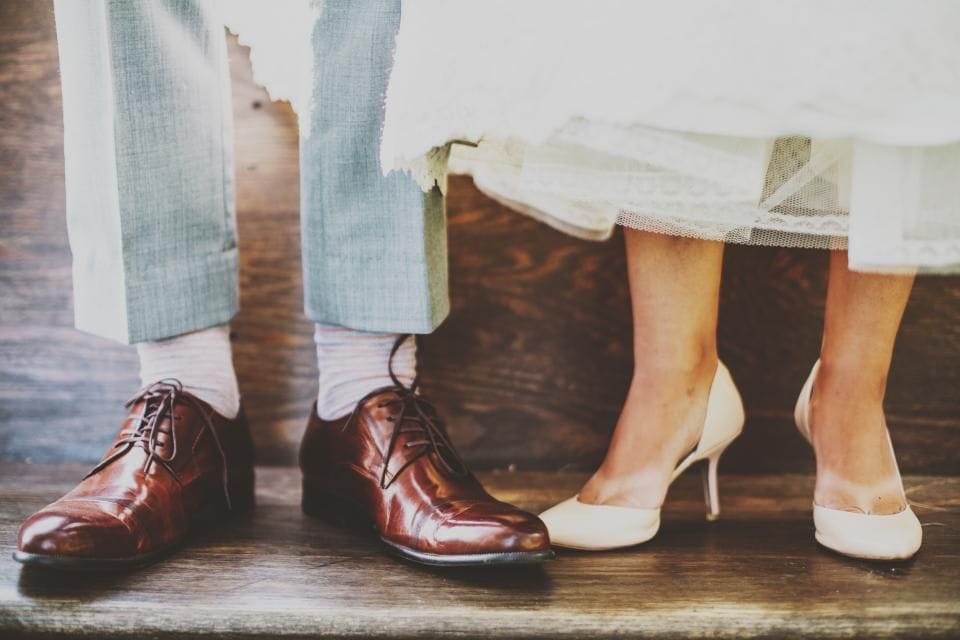 The couple's shoes side by side