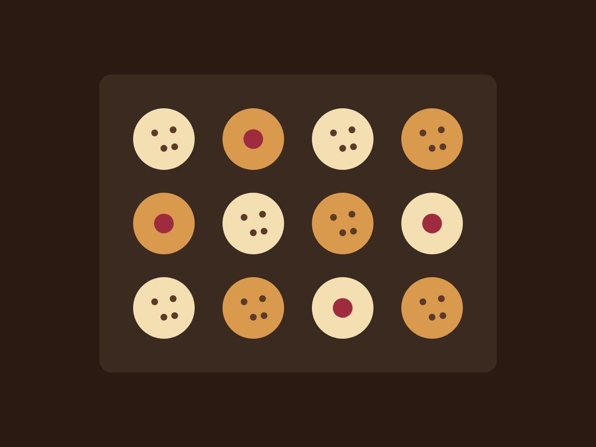 Drawing of a tray of cookies in rows
