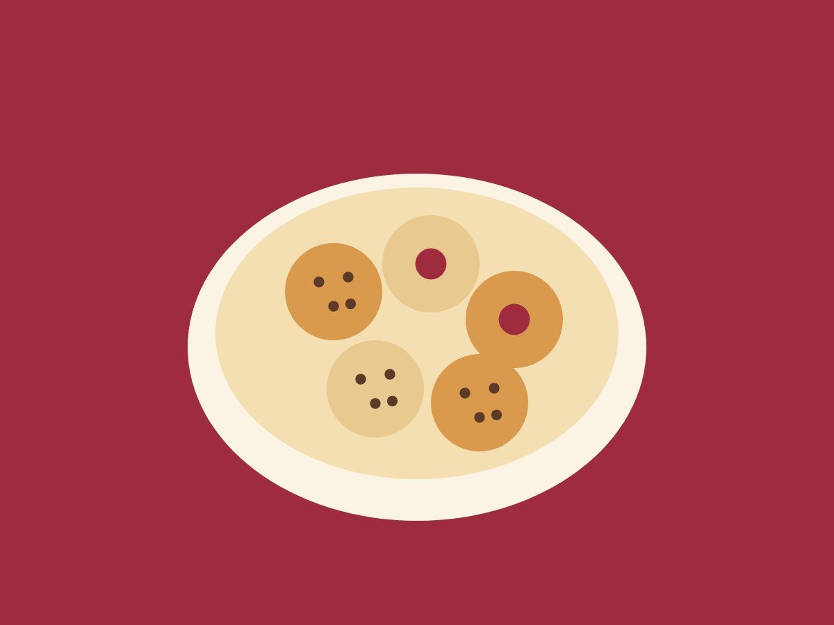 Drawing of a plate of cookies on a red cloth