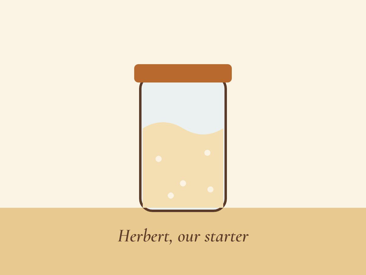 Drawing of a jar of bubbling sourdough starter